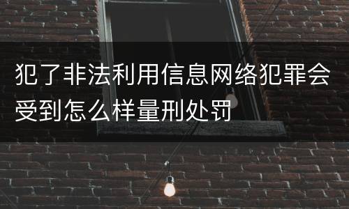 犯了非法利用信息网络犯罪会受到怎么样量刑处罚