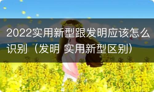 2022实用新型跟发明应该怎么识别（发明 实用新型区别）