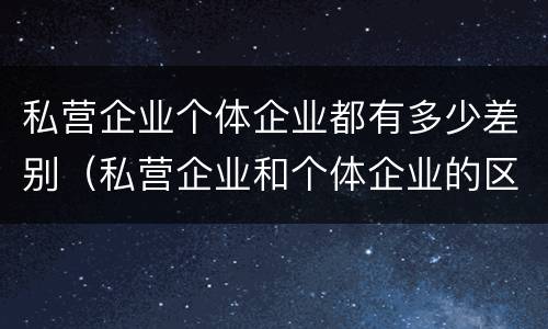 私营企业个体企业都有多少差别（私营企业和个体企业的区别）