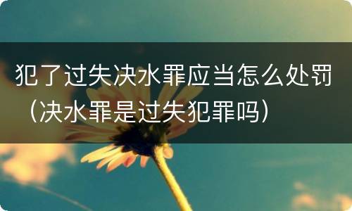 犯了过失决水罪应当怎么处罚（决水罪是过失犯罪吗）