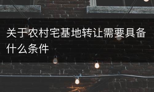 关于农村宅基地转让需要具备什么条件