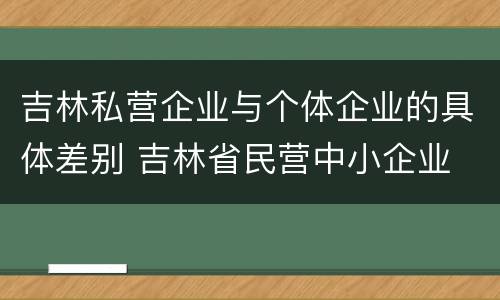 吉林私营企业与个体企业的具体差别 吉林省民营中小企业