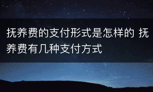 抚养费的支付形式是怎样的 抚养费有几种支付方式