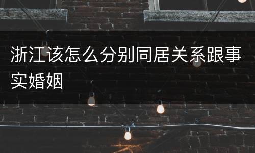 浙江该怎么分别同居关系跟事实婚姻