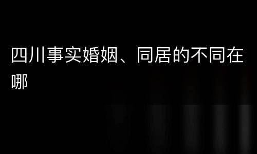 四川事实婚姻、同居的不同在哪