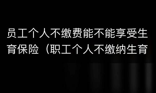 员工个人不缴费能不能享受生育保险（职工个人不缴纳生育保险费）