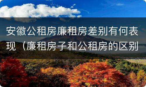 安徽公租房廉租房差别有何表现（廉租房子和公租房的区别）