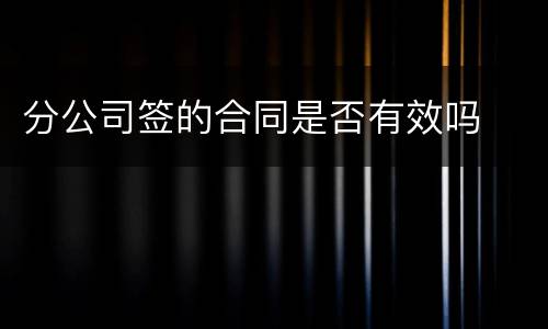 分公司签的合同是否有效吗