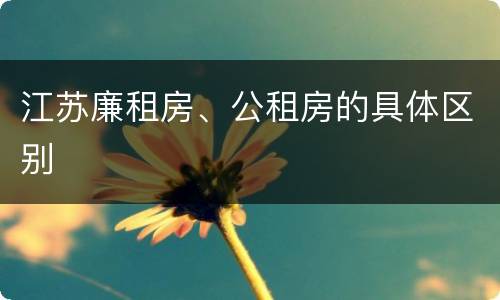 江苏廉租房、公租房的具体区别