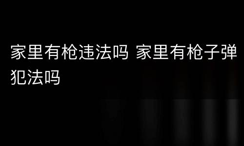 家里有枪违法吗 家里有枪子弹犯法吗