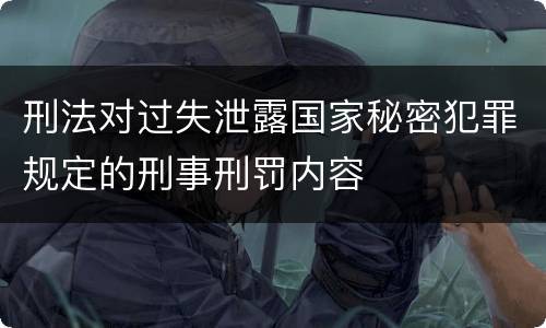 刑法对过失泄露国家秘密犯罪规定的刑事刑罚内容