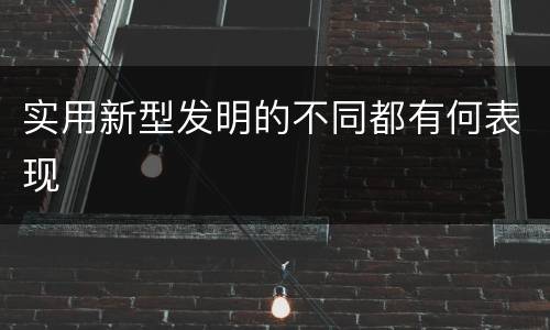 实用新型发明的不同都有何表现