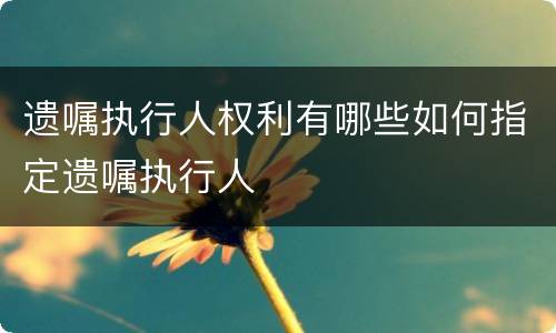 遗嘱执行人权利有哪些如何指定遗嘱执行人