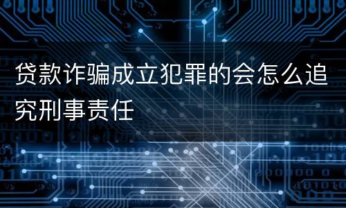 贷款诈骗成立犯罪的会怎么追究刑事责任