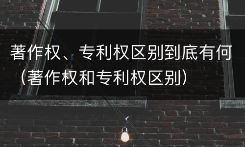 著作权、专利权区别到底有何（著作权和专利权区别）