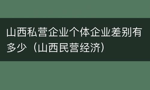 山西私营企业个体企业差别有多少（山西民营经济）