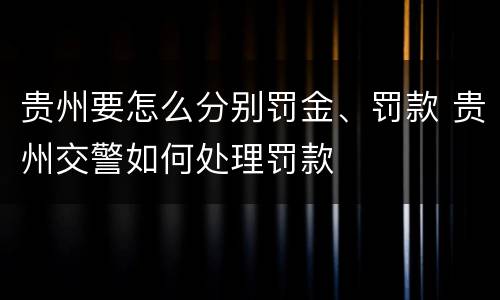 贵州要怎么分别罚金、罚款 贵州交警如何处理罚款