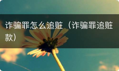 诈骗罪怎么追赃（诈骗罪追赃款）