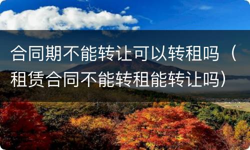 合同期不能转让可以转租吗（租赁合同不能转租能转让吗）