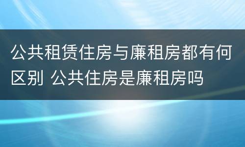 公共租赁住房与廉租房都有何区别 公共住房是廉租房吗