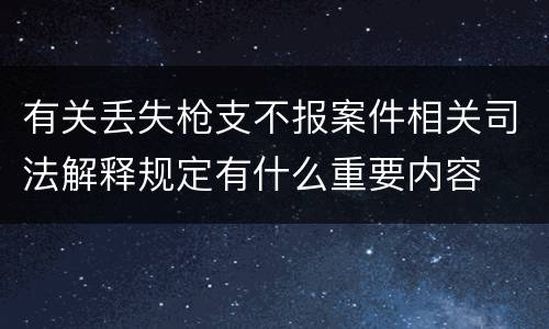 有关丢失枪支不报案件相关司法解释规定有什么重要内容