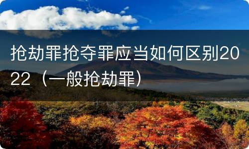 抢劫罪抢夺罪应当如何区别2022（一般抢劫罪）