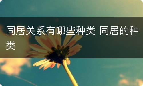 同居关系有哪些种类 同居的种类