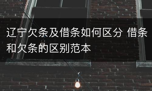 辽宁欠条及借条如何区分 借条和欠条的区别范本
