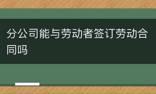 分公司能与劳动者签订劳动合同吗