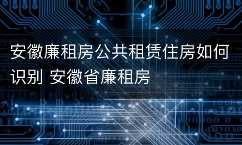 安徽廉租房公共租赁住房如何识别 安徽省廉租房