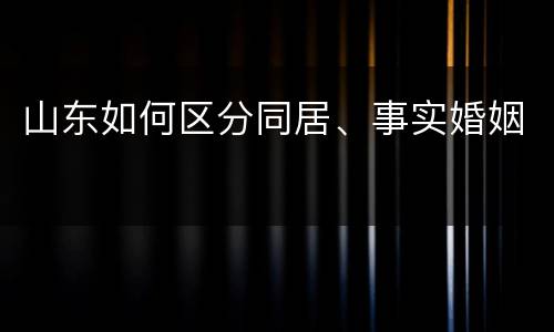 山东如何区分同居、事实婚姻