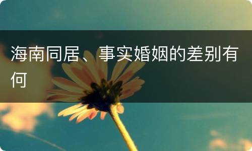 海南同居、事实婚姻的差别有何