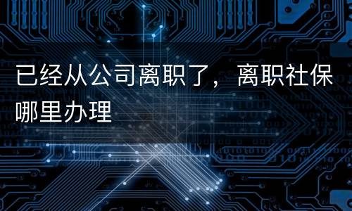 已经从公司离职了，离职社保哪里办理