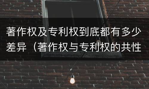 著作权及专利权到底都有多少差异（著作权与专利权的共性有）