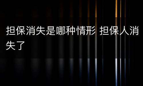 担保消失是哪种情形 担保人消失了