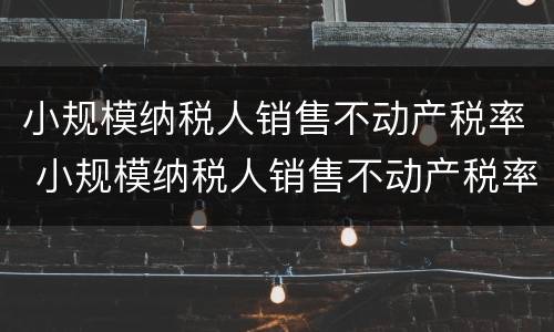 小规模纳税人销售不动产税率 小规模纳税人销售不动产税率是多少