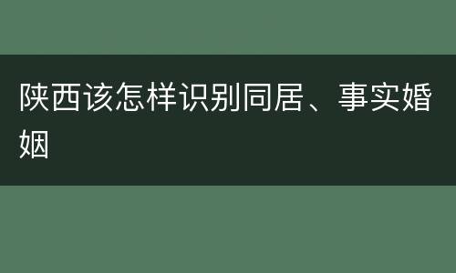 陕西该怎样识别同居、事实婚姻