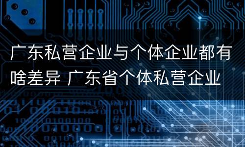 广东私营企业与个体企业都有啥差异 广东省个体私营企业