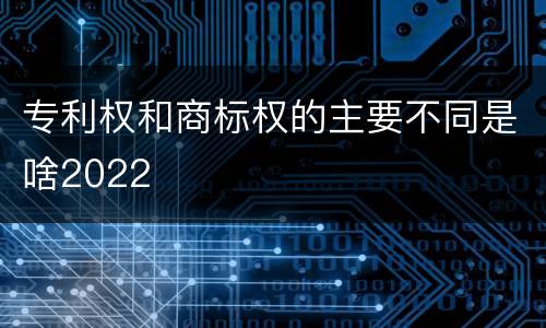 专利权和商标权的主要不同是啥2022
