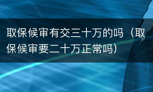 取保候审有交三十万的吗（取保候审要二十万正常吗）