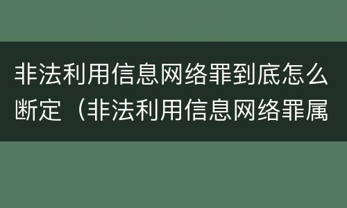 非法利用信息网络罪到底怎么断定（非法利用信息网络罪属于什么案件）