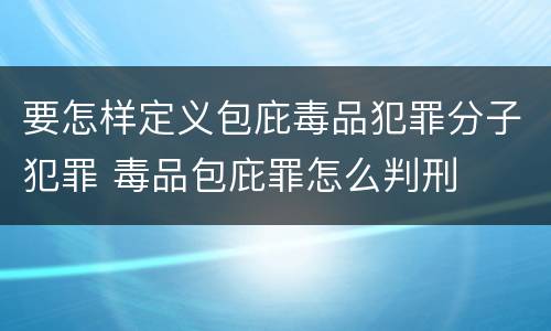 要怎样定义包庇毒品犯罪分子犯罪 毒品包庇罪怎么判刑
