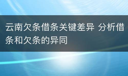云南欠条借条关键差异 分析借条和欠条的异同