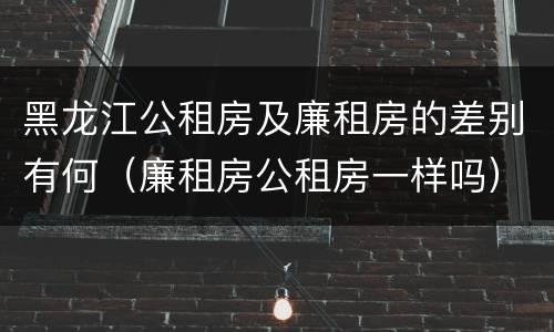 黑龙江公租房及廉租房的差别有何（廉租房公租房一样吗）
