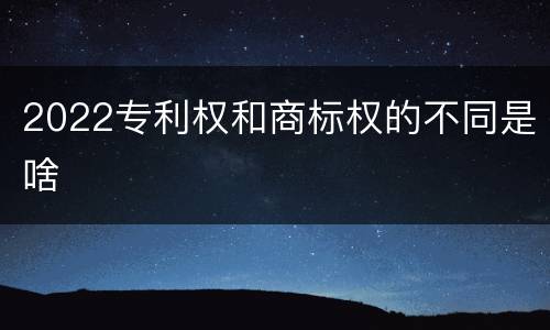 2022专利权和商标权的不同是啥