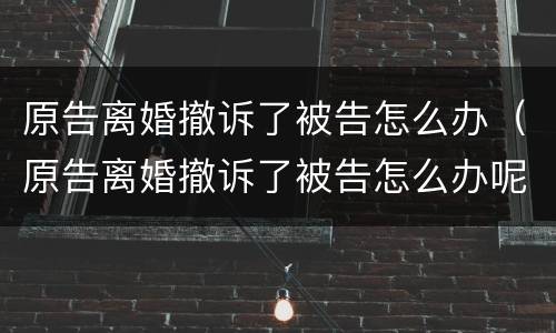 原告离婚撤诉了被告怎么办（原告离婚撤诉了被告怎么办呢）