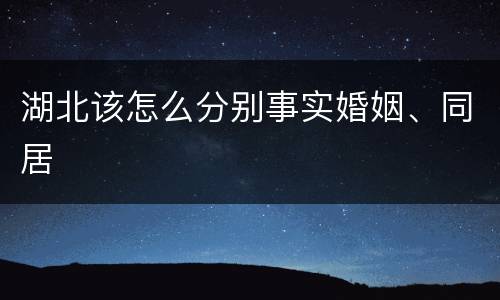 湖北该怎么分别事实婚姻、同居