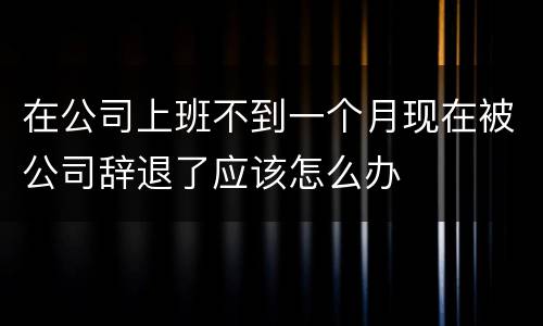 在公司上班不到一个月现在被公司辞退了应该怎么办