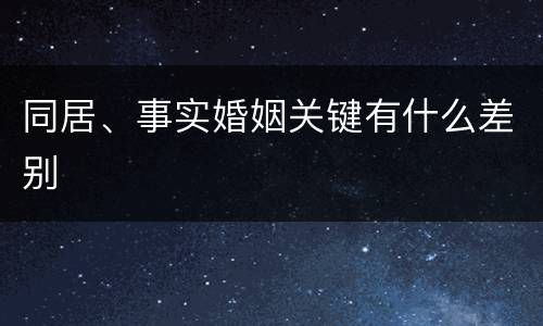 同居、事实婚姻关键有什么差别