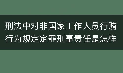 刑法中对非国家工作人员行贿行为规定定罪刑事责任是怎样